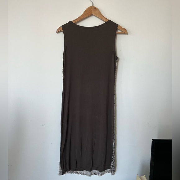 Calvin Klein Womens Brown Sequin Sleeveless Shift Midi Summer Dress Extra Small - Picture 3 of 11